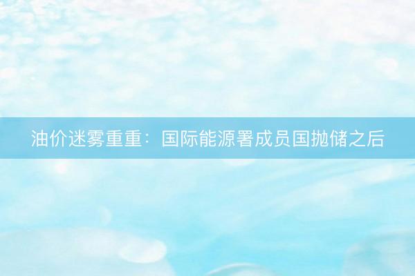 油价迷雾重重：国际能源署成员国抛储之后