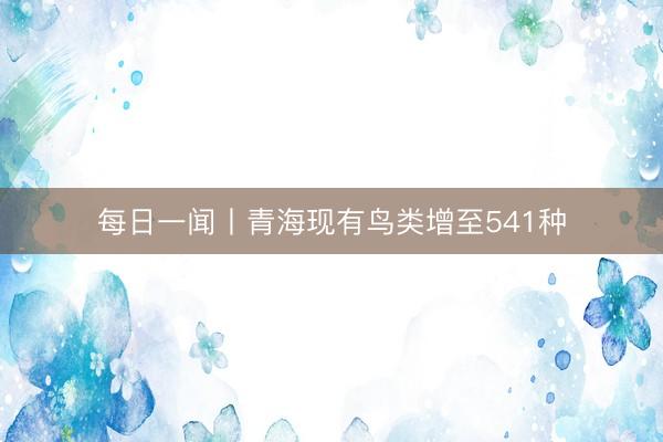 每日一闻丨青海现有鸟类增至541种