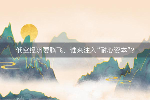 低空经济要腾飞，谁来注入“耐心资本”?