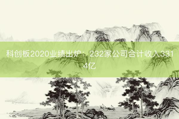 科创板2020业绩出炉：232家公司合计收入3314亿