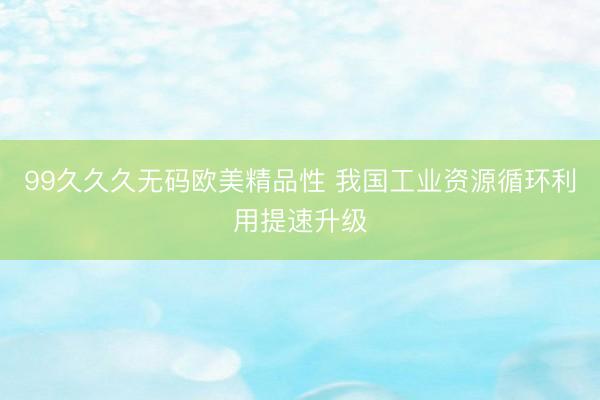 99久久久无码欧美精品性 我国工业资源循环利用提速升级