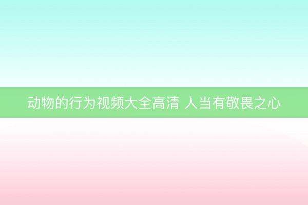 动物的行为视频大全高清 人当有敬畏之心