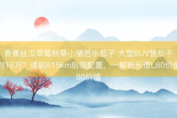 香蕉丝瓜草莓秋葵小猪芭乐茄子 大型SUV售价不到16万？续航615km后驱配置，一解析乐道L80价值