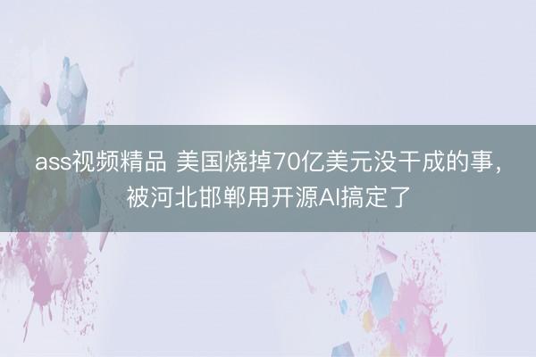 ass视频精品 美国烧掉70亿美元没干成的事，被河北邯郸用开源AI搞定了
