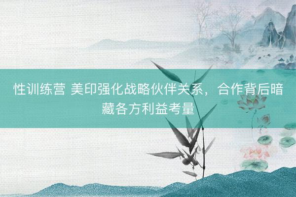 性训练营 美印强化战略伙伴关系，合作背后暗藏各方利益考量
