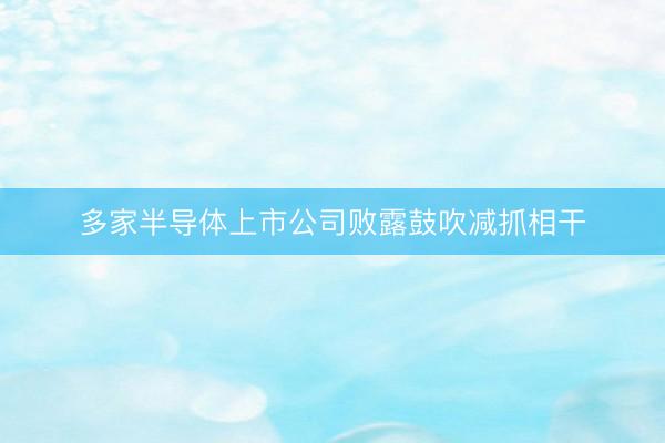 多家半导体上市公司败露鼓吹减抓相干