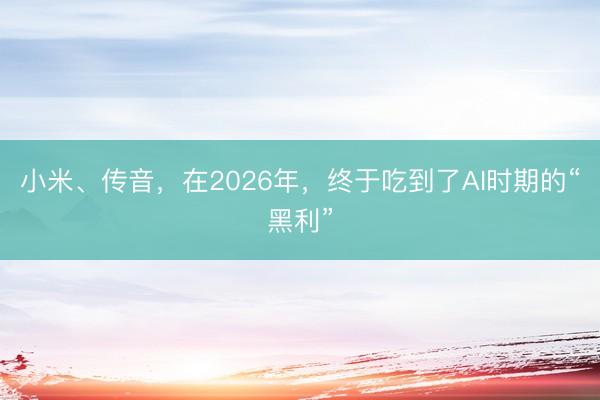 小米、传音，在2026年，终于吃到了AI时期的“黑利”