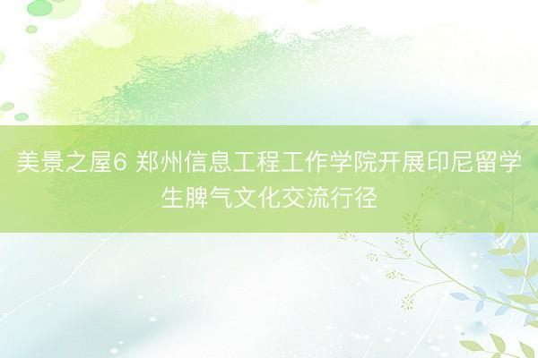 美景之屋6 郑州信息工程工作学院开展印尼留学生脾气文化交流行径
