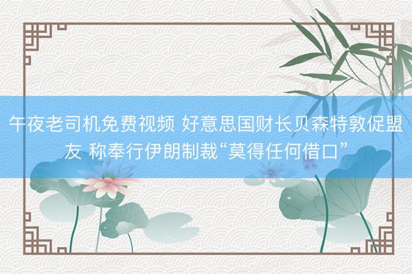 午夜老司机免费视频 好意思国财长贝森特敦促盟友 称奉行伊朗制裁“莫得任何借口”