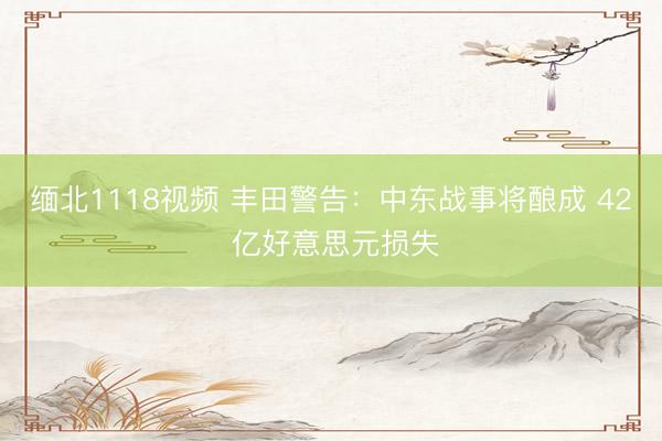缅北1118视频 丰田警告：中东战事将酿成 42 亿好意思元损失