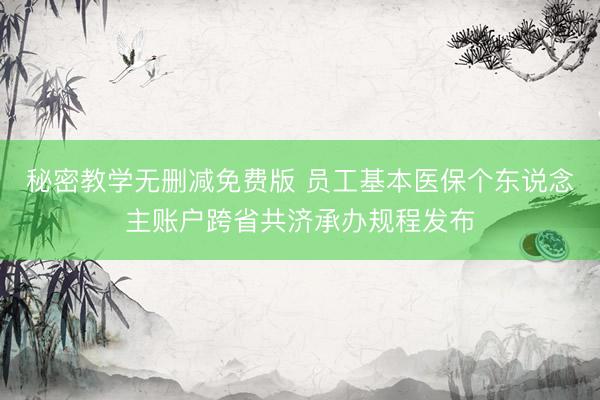 秘密教学无删减免费版 员工基本医保个东说念主账户跨省共济承办规程发布