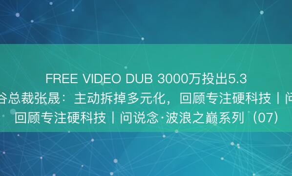 FREE VIDEO DUB 3000万投出5.3亿账面陈说！对话天国硅谷总裁张晟：主动拆掉多元化，回顾专注硬科技丨问说念·波浪之巅系列（07）