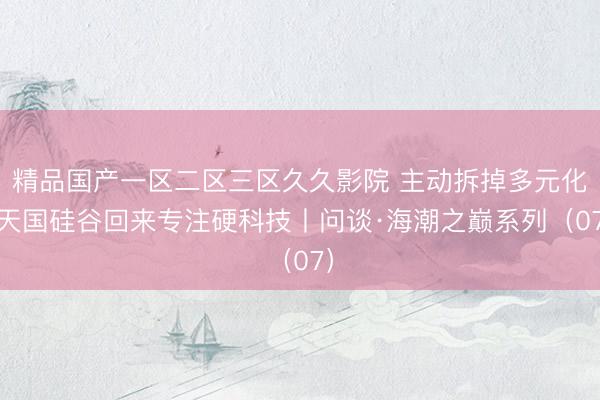 精品国产一区二区三区久久影院 主动拆掉多元化 天国硅谷回来专注硬科技丨问谈·海潮之巅系列(07)