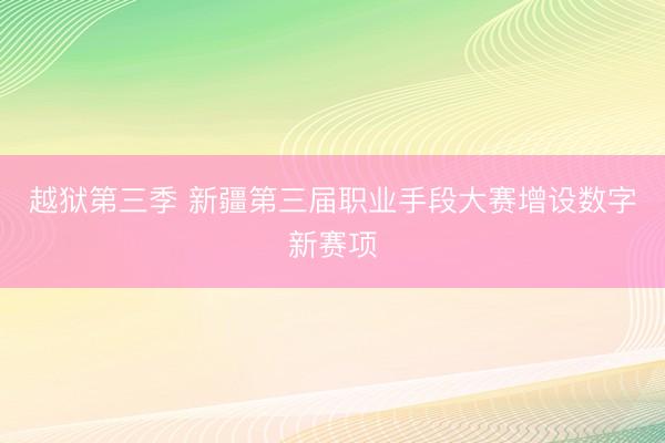越狱第三季 新疆第三届职业手段大赛增设数字新赛项