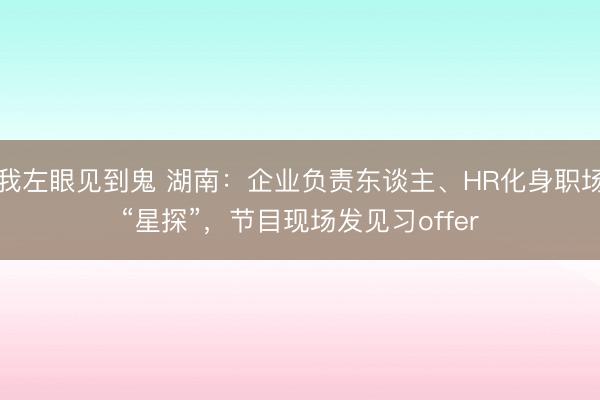 我左眼见到鬼 湖南:企业负责东谈主、HR化身职场“星探”,节目现场发见习offer