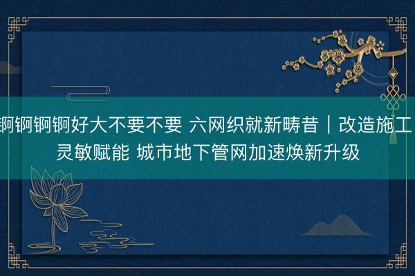 锕锕锕锕好大不要不要 六网织就新畴昔｜改造施工、灵敏赋能 城市地下管网加速焕新升级