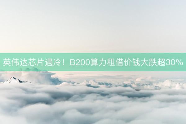 英伟达芯片遇冷！B200算力租借价钱大跌超30%